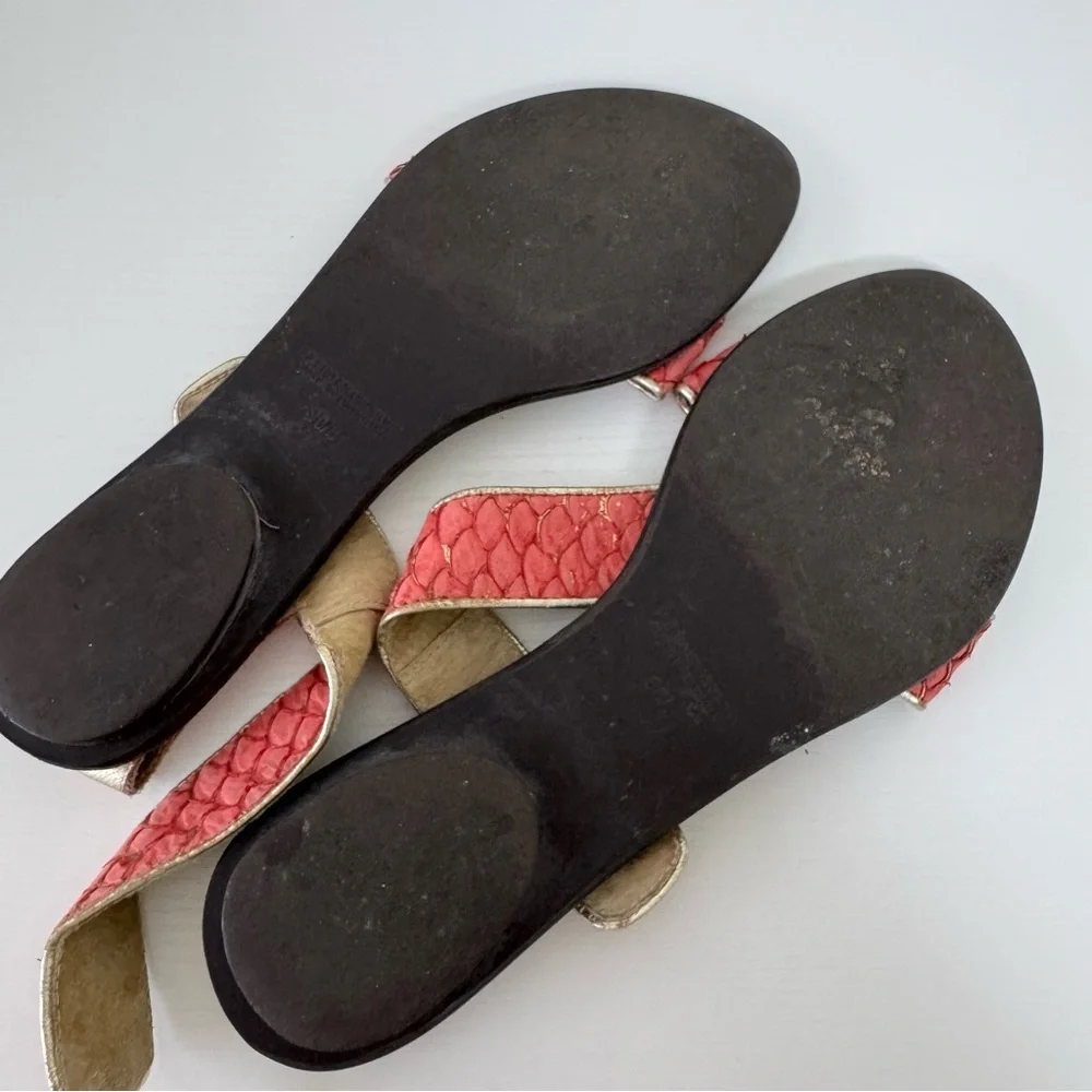 Zingara Gold and Coral Pink Women's Sandals, Size 8